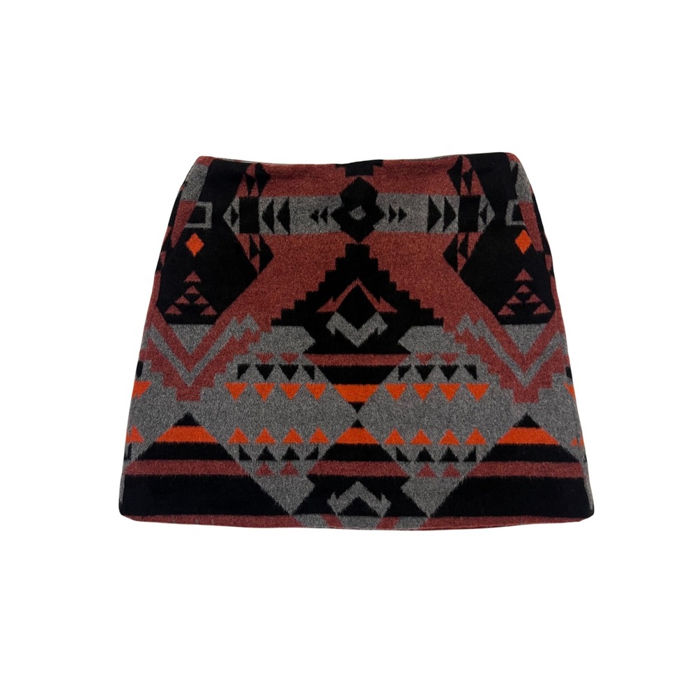 Gap Southwestern Aztec Burgundy Gray Black Wool Blend Mini Skirt NWT Size 0